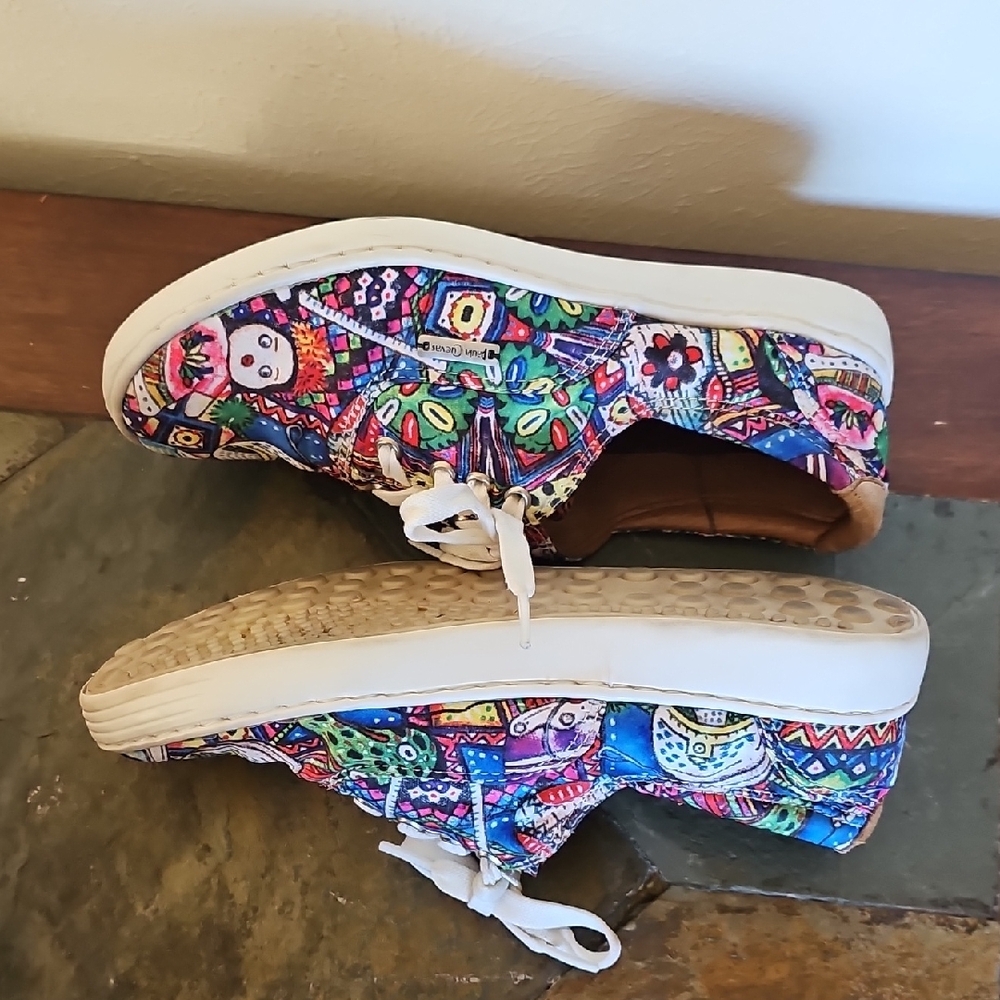 Paula Cuevas artsy colorful sneakers Size 38 printed lace up shoes sneakers - Picture 12 of 16